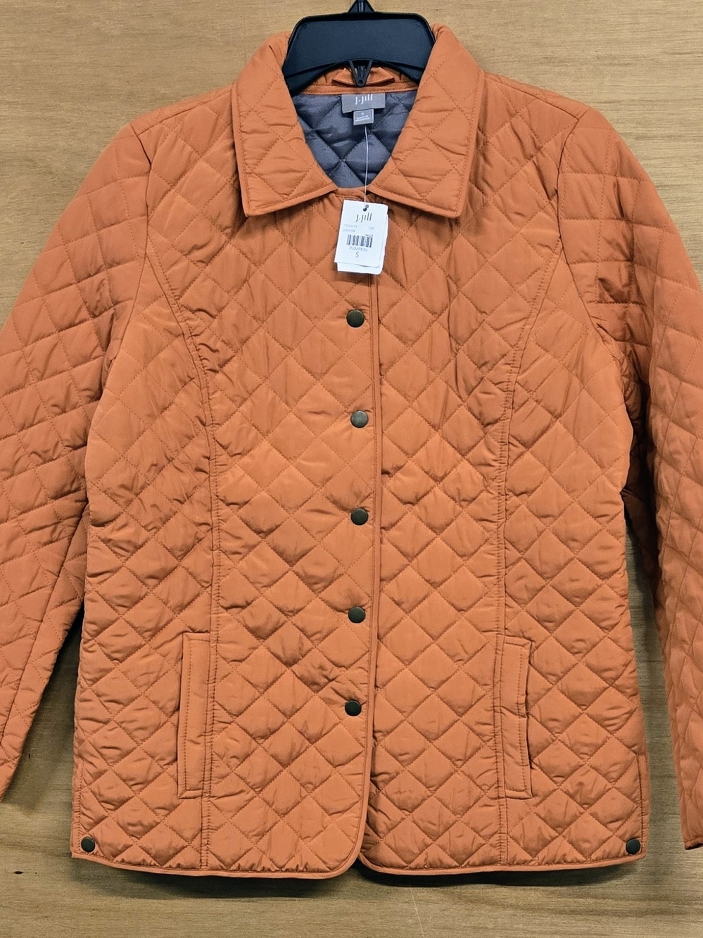 J. Jill Quilted Orange Button-Front Jacket